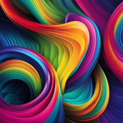 Stylish rainbow background and texture. Abstract Rainbow Curved Lines Waves on Multi Colored Distorted Rainbow Lines