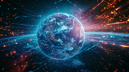 Digital world globe out of control, extreme speed of global netw
