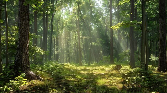 Nature background. View Rainforest Background for International Day of Forests. The mystical nature of the rainforest. Beautiful nature landscape.