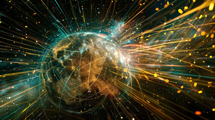 Fototapeta premium Digital world globe out of control, extreme speed of global netw
