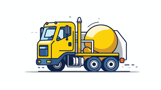 Concrete mixer line icon. Truck vehicle container.