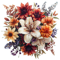 A beautiful flower bouquet to give to your loved ones in a variety of charming colors. Transparent background. Great for business, blogs, websites, design, advertising etc.