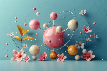 Fototapeta na wymiar Pig Surrounded by Flowers Painting. Generative AI