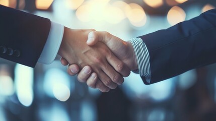 Business people shaking hands showing teamwork, agreement reached between business people in suit