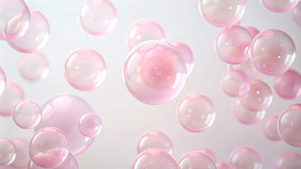 Pink bubbles float in the sky, reflecting light and adding a touch of fun
