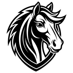 Obraz premium horse head mascot,horse silhouette,vector,icon,svg,characters,Holiday t shirt,black horse face drawn trendy logo Vector illustration,horse on a white background,eps,png
