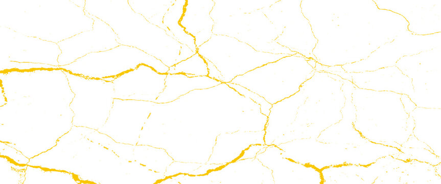 Vector abstract background with kintsugi cracks design and surface and scratches Transparent background.