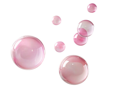 A playful blend of pink bubbles and spheres in a refreshing water setting, creating a colorful and bubbly 