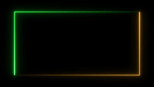 Glowing square frame animation. neon frame background animation.