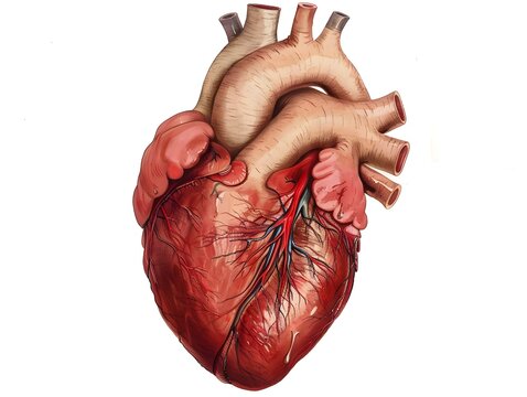 Detailed Anatomical of the Human Heart Showcasing Cardiovascular Structure and Function