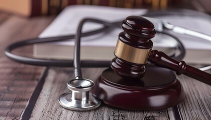 Medical Malpractice and Negligence in Healthcare:Gavel,Stethoscope,and Legal Proceedings - obrazy, fototapety, plakaty