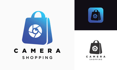 Vector camera shop shopping bag logo vector suitable for shopping logo	