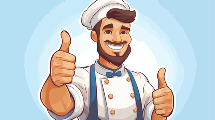 Cook with a gesture of approval 2d flat cartoon vac