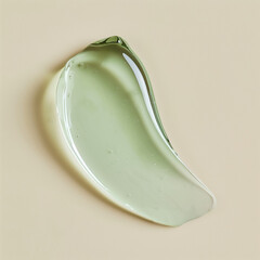 Cosmetic transparent green gel swatch. Natural organic aloe serum.