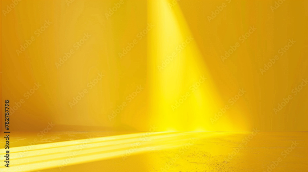 Poster abstract yellow studio background for product presentation with generative ai.