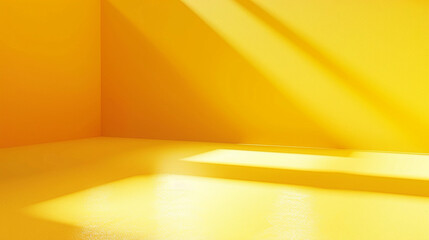 Abstract yellow studio background for product presentation. Empty room with Generative Ai.