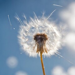 a dandelion seed floating through the sky - 1