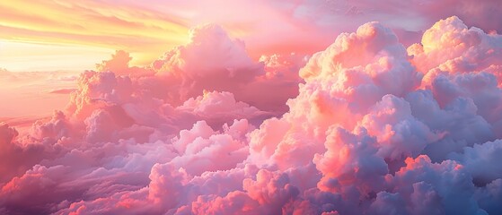 Sunrise clouds, close up, soft pink and orange hues, tranquil, high detail