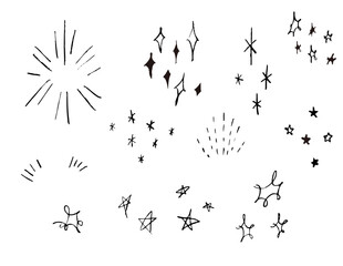 kirakira手書きのキラキラ白黒素材