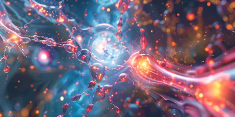 Poster galactical eclypse, nebula formation. nerve impulse, impulse stimulation, brain impulse, glow of meiosis mitosis, cell devision, bacterial colony, microorganism , bioluminiscence   © MZ