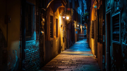 Fototapeta na wymiar The darkened alleyways are now adorned with a soft celestial glow giving the city an otherworldly aura. . .