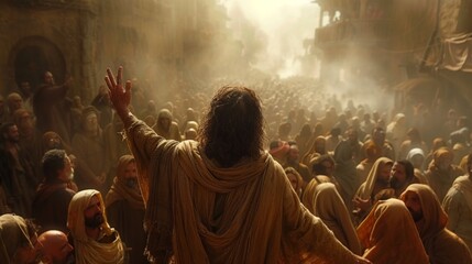Jesus Christ preaching to the masses.