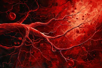 Abstract Red Neural Pathways - obrazy, fototapety, plakaty