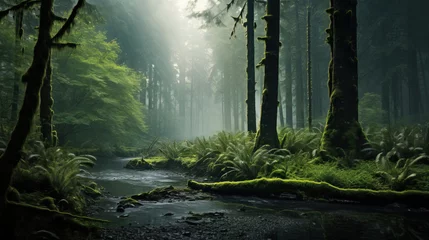 Deurstickers stream in the forest. © Shades3d