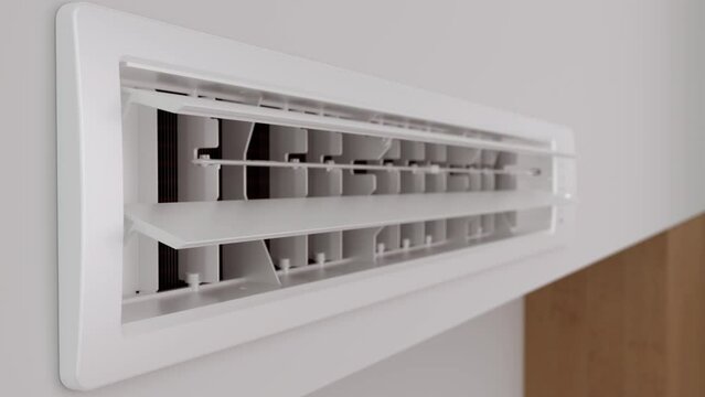 Central air conditioning system. Air conditioner, conditioning off and on regime for home and office, electronic modern appliance for controlling temperature and climate in room, 4K 3d animation.