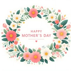 a wreath of flowers and the words happy mothers day.