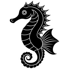 Fototapeta premium seahorse head mascot,seahorse silhouette,vector,icon,svg,characters,Holiday t shirt,black seahorse drawn trendy logo Vector illustration,seahorse on a white background,eps,png
