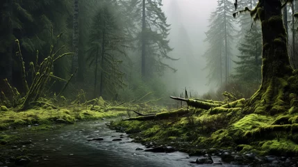 Foto op Plexiglas stream in the forest. © Shades3d