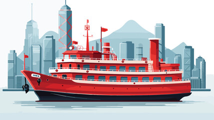 Creative design of Hong Kong ship icon 2d flat cart - obrazy, fototapety, plakaty