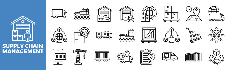 Fototapeta premium Supply Chain Management Icon Set