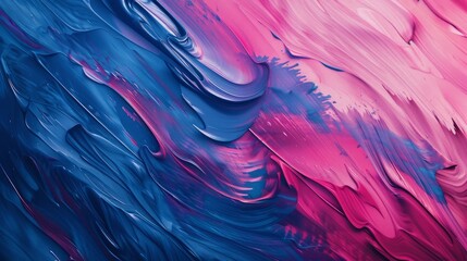 A vibrant mix of blue and pink brushstrokes creates a dynamic abstract artwork. Wallpaper. Background.