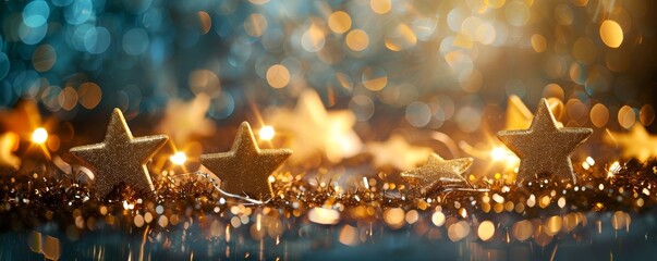 Defocused magic stars background with beautiful bokeh - obrazy, fototapety, plakaty