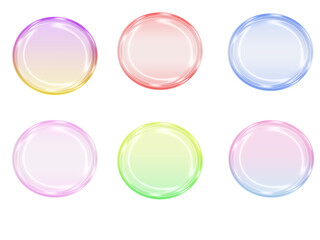 Multi-colored, semi-transparent soap bubbles of a rounded shape
