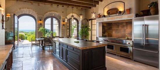 Sleek, integrated appliances for a seamless Mediterranean look