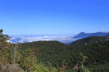 Mt.Tateshina floating in the sea of clouds seen from the top of Mt.Amigasa