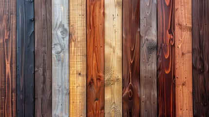 Detailed view of a wooden fence painted in various colors, creating a vibrant and eye-catching visual display. Wallpaper. Background.