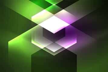Arrow hexagon neon light glowing shapes background. Vector illustration For Wallpaper, Banner, Background, Card, Book Illustration, landing page