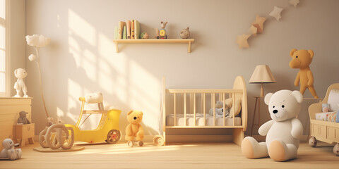 Obraz premium A 3D rendering baby room with their toys .
