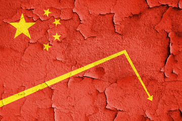 Concept of China economic crisis. China economic collapse
