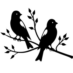     Bird on a branch vector illustration.
