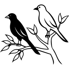     Bird on a branch vector illustration.
