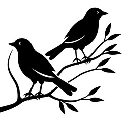     Bird on a branch vector illustration.
