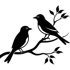 Obraz premium Bird on a branch vector illustration. 