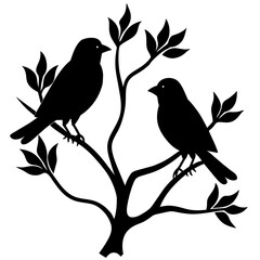     Bird on a branch vector illustration.
