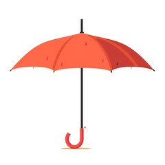 Orange Umbrella With Black Handle  isolated on a transparent background, clipart, graphic resource