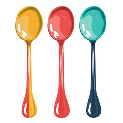 Three Colorful Spoons on Transparent Background isolated on a transparent background, clipart, graphic resource